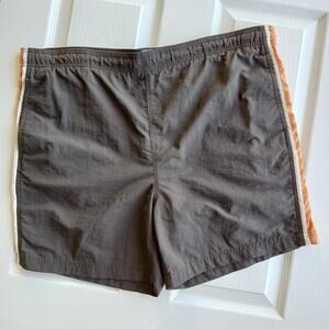 Breakwater Retro Side Stripe Swim Shorts Med mesh lining 3 pockets brown orange